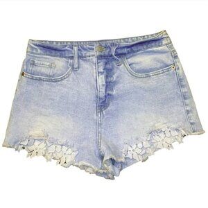 Wild Fable Light Wash Faded Lace High Rise Denim Shorts Women’s Size 8